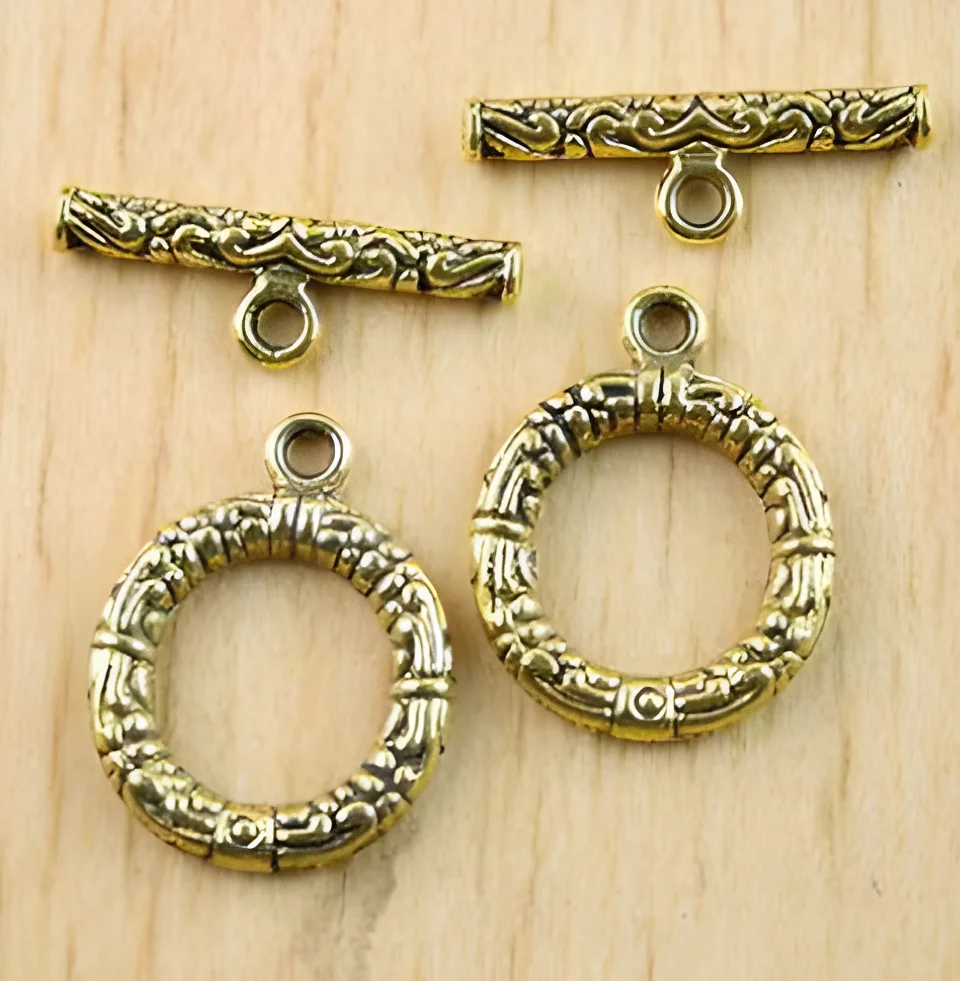 

15sets 21.6x17mm, bar 22.2mm Alloy matel antiqued gold vintage toggle clasps HW1283H