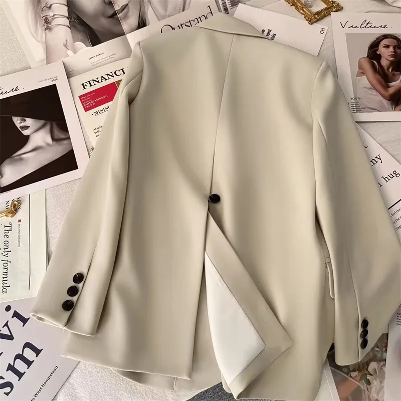 Korean Temperament Slim Blazers Women Spring Autumn Elegant Versatile Back Split Suit Jacket Single Breasted Loose Casual Coat