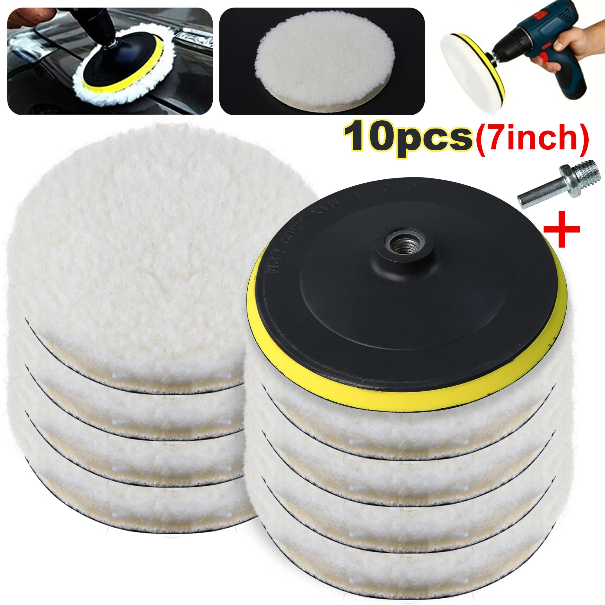 10PCS (8Pads + 1Sucker + 1Screw) Auto Polijsten Waxen Buffing Wheel Pad Auto Polijstmachine Kit voor Auto M10/M14 Boor Connector