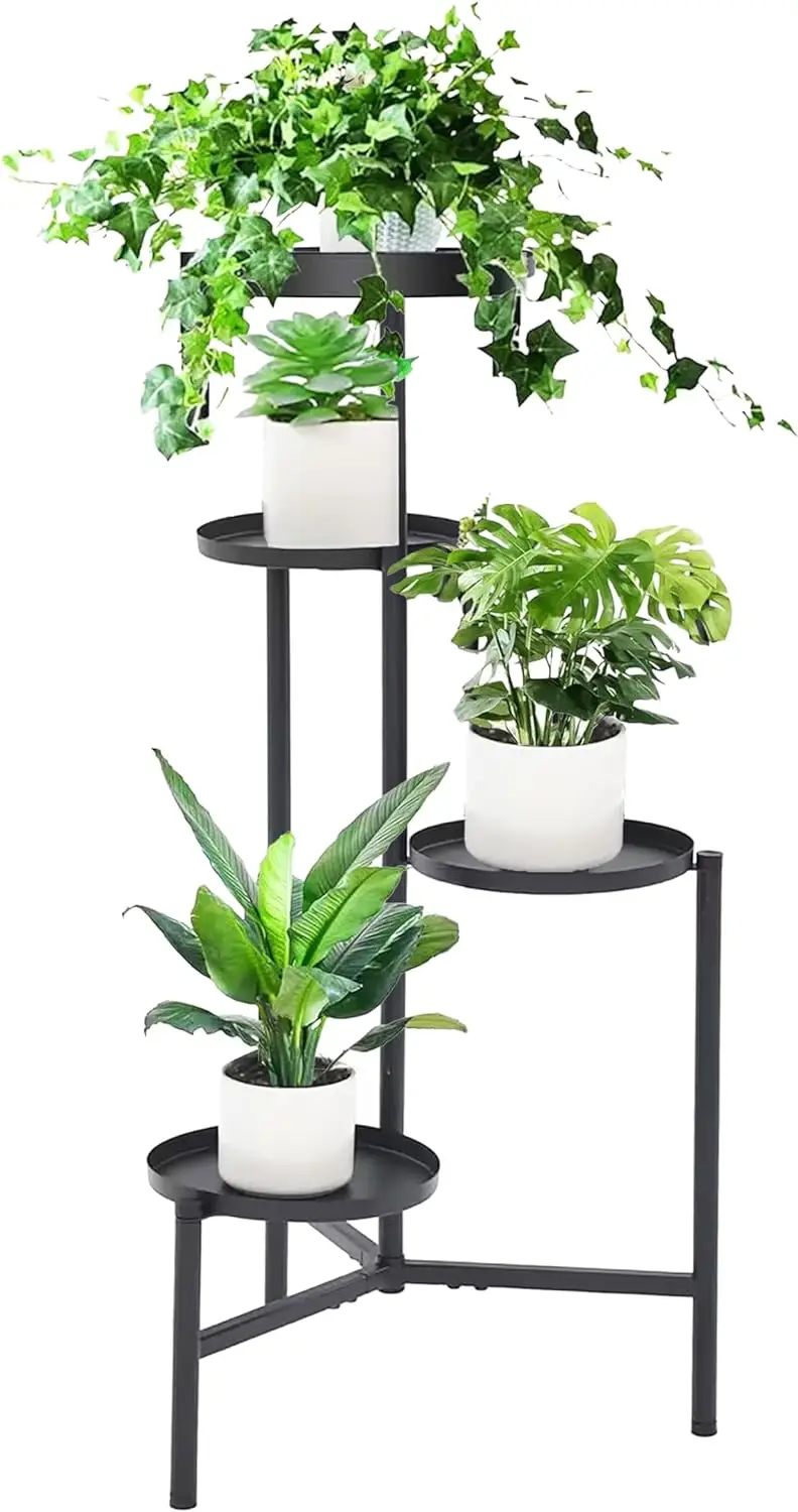 

4 Tiers Metal Plant Stand, Plant Shelf Flower Stand, Multiple Potted Plant Holder Planter Water Prevent Organizer for Office Liv