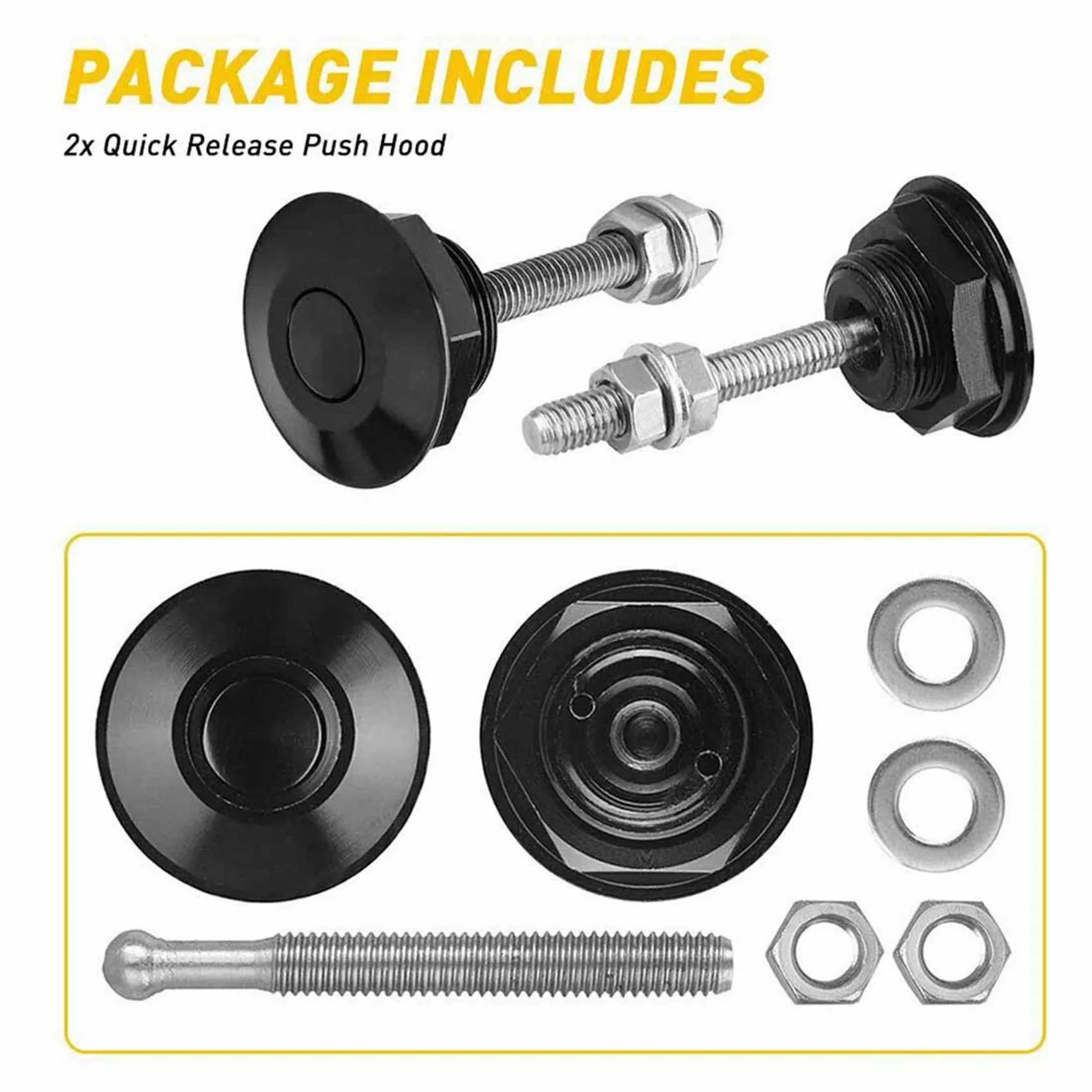 Strict 8 PCS Push Button Quick Release Hood Bonnet Pins Lock Clip Car Bumper Latch Kit
