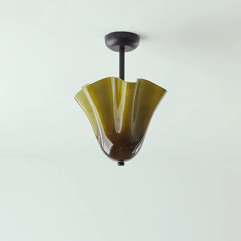 French Retro Skirt Styling Ceiling Lights Glass Lampshade Creative Dining Room Bedroom Lamp Atmosphere Ceiling Chandelier Lamp