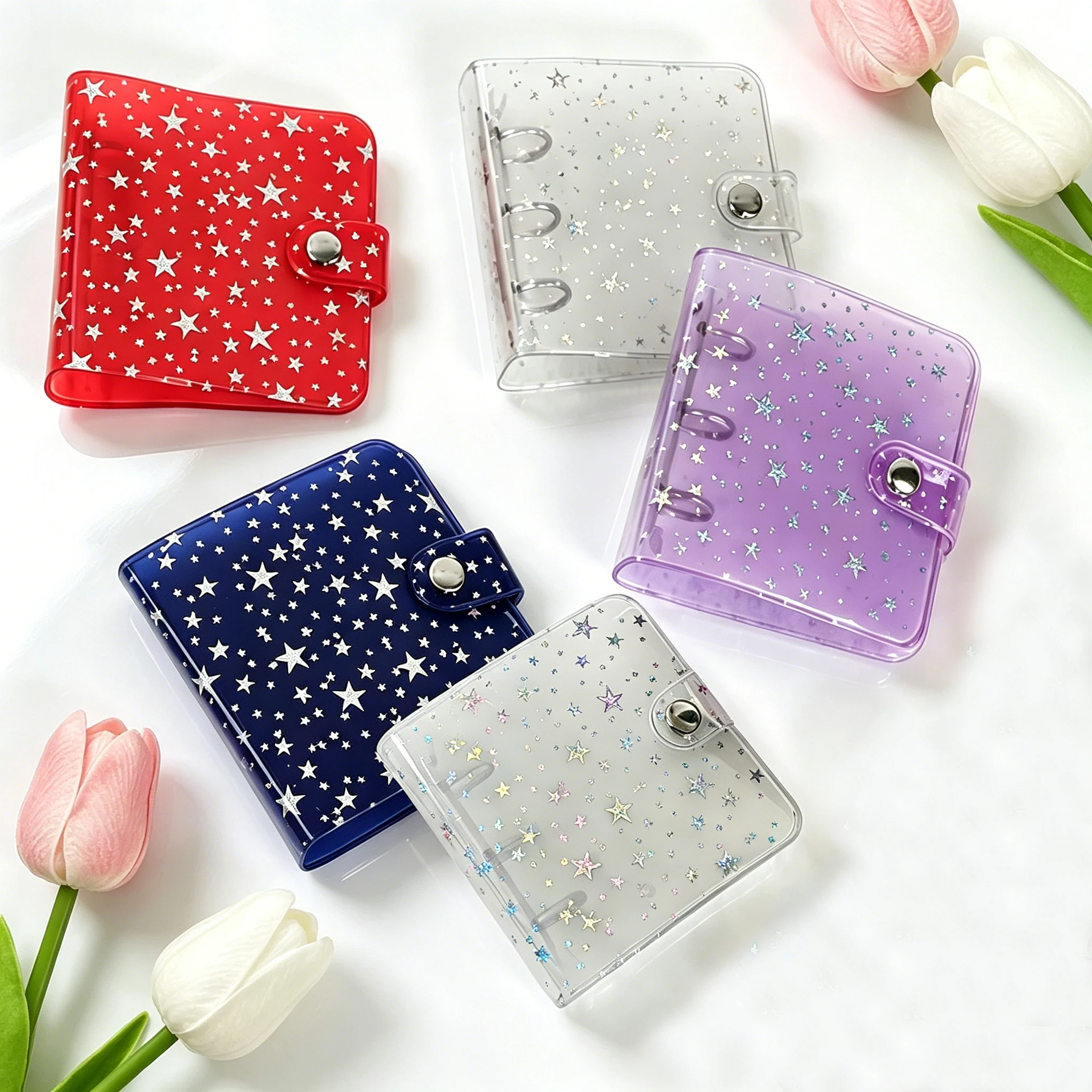 1pcs 3 Hole Mini Loose-leaf Notebook Album Cover Mini Binder PVC Photo Album Card Storage Book Notebook Covers