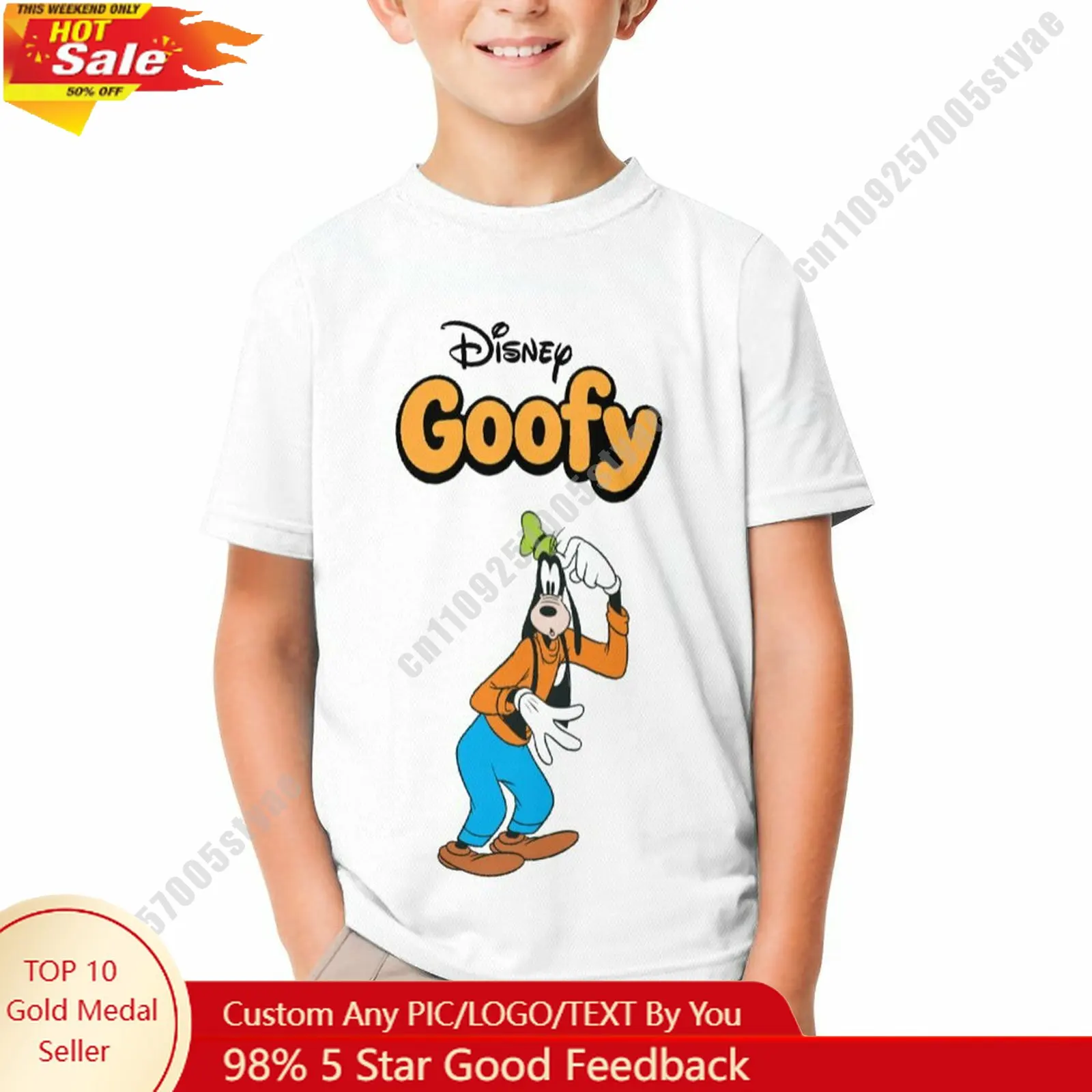 

Goofy T Shirt Disney Boy Girl Custom Short Sleeve Top Breathable Soft Casual Cotton Print Summer Crew Neck Children Tee