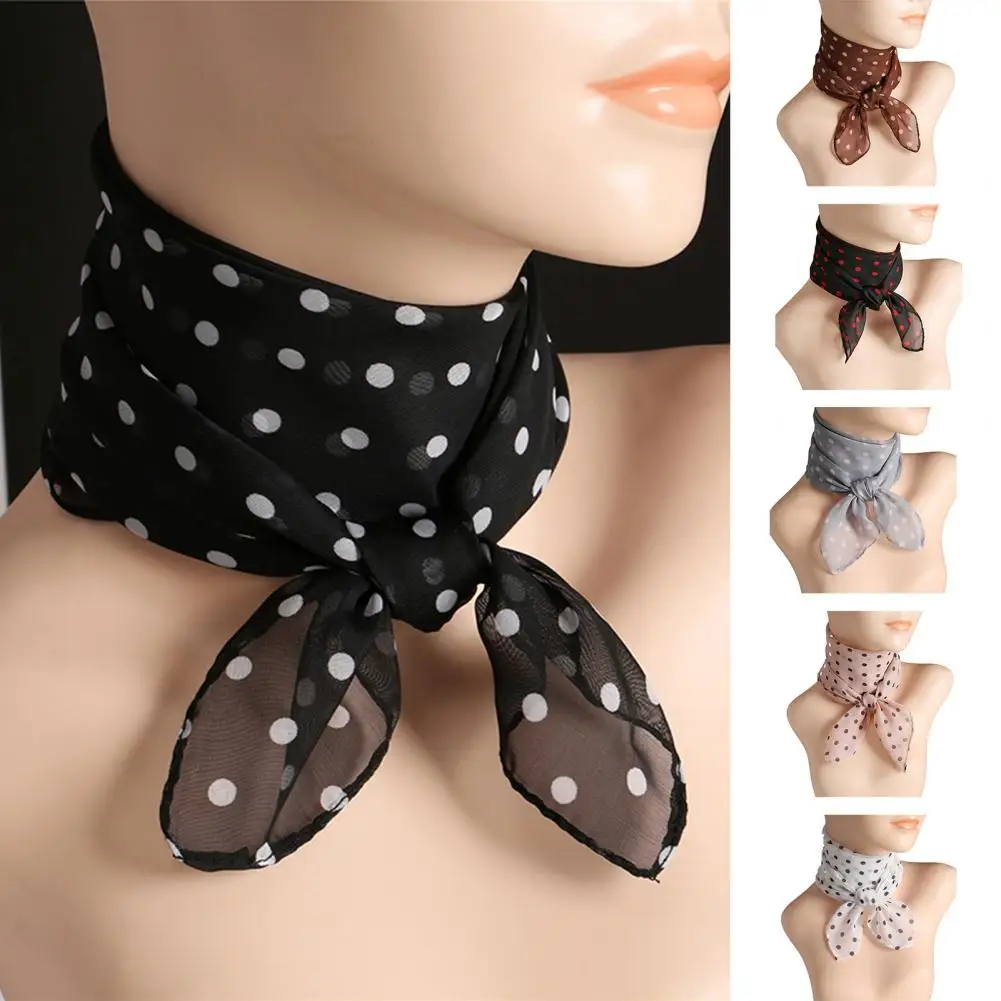 Summer Chiffon Scarf Square Women Foulard Dot Bandana Shawls And Wraps Fashion Neckerchief Lady Office Hair Neck Square Scarves