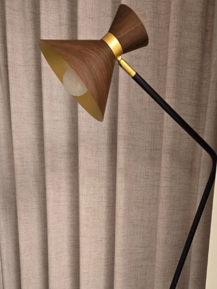 Living Room Atmosphere Vertical Bedroom Bedside Light Room Decoration LED Metal Wood Grain Standing Lighting