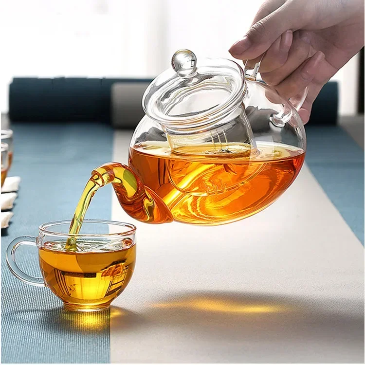 Heat Resistant Glass Teapot Clear Japaness Style Tea Pot with Infuser for Flower Chinese Puer Tea Portable Tea Kettle 400-1000ml