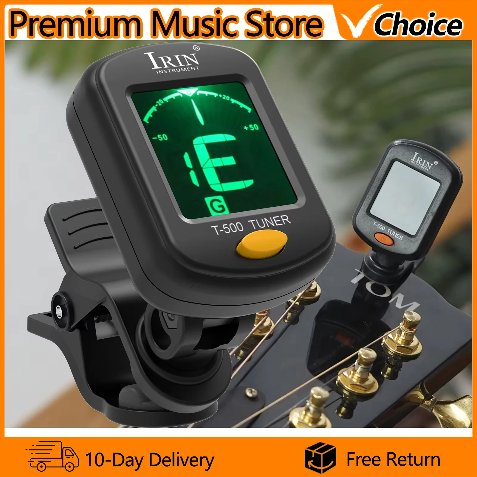 IRIN Digital Guitar Tuner T-500 Clip-On Tone Tuner for Electric Ukulele Bass Violin Universal 360Degree Rotatable Sensitive