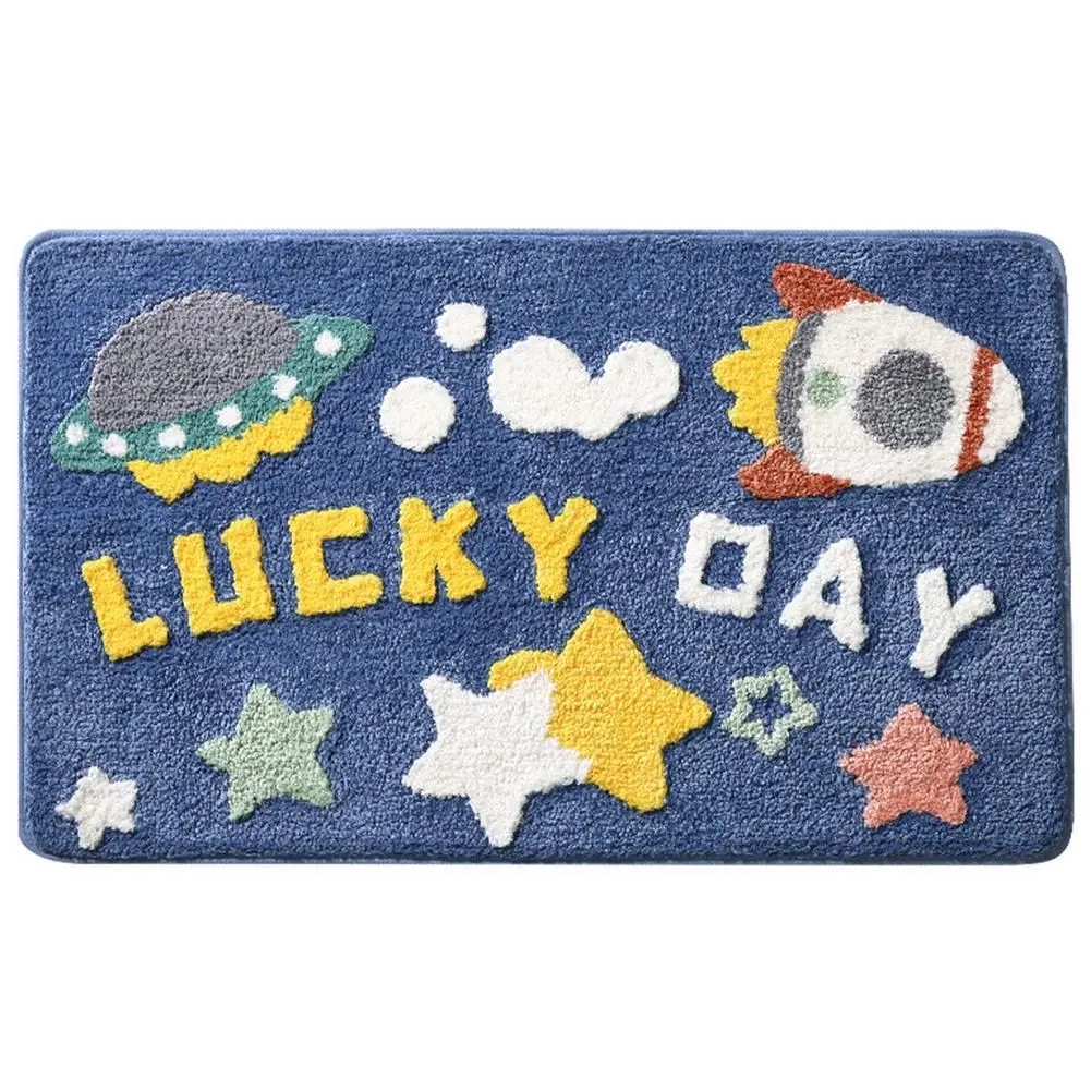 Bathroom Absorbent Non Slip Foot Pads Cute Cartoon Pattern Rug Imitation Cashmere Doormat Bathtub Side Carpet Entrance Door Mats