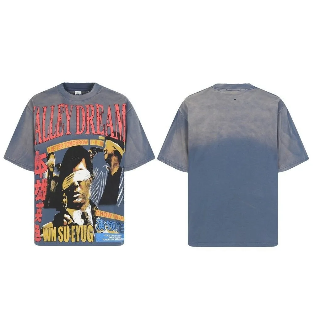 Vale Forever retro mud print beauty tide high street trend casual hip hop men and women wash water to make short sleeve T-shirt