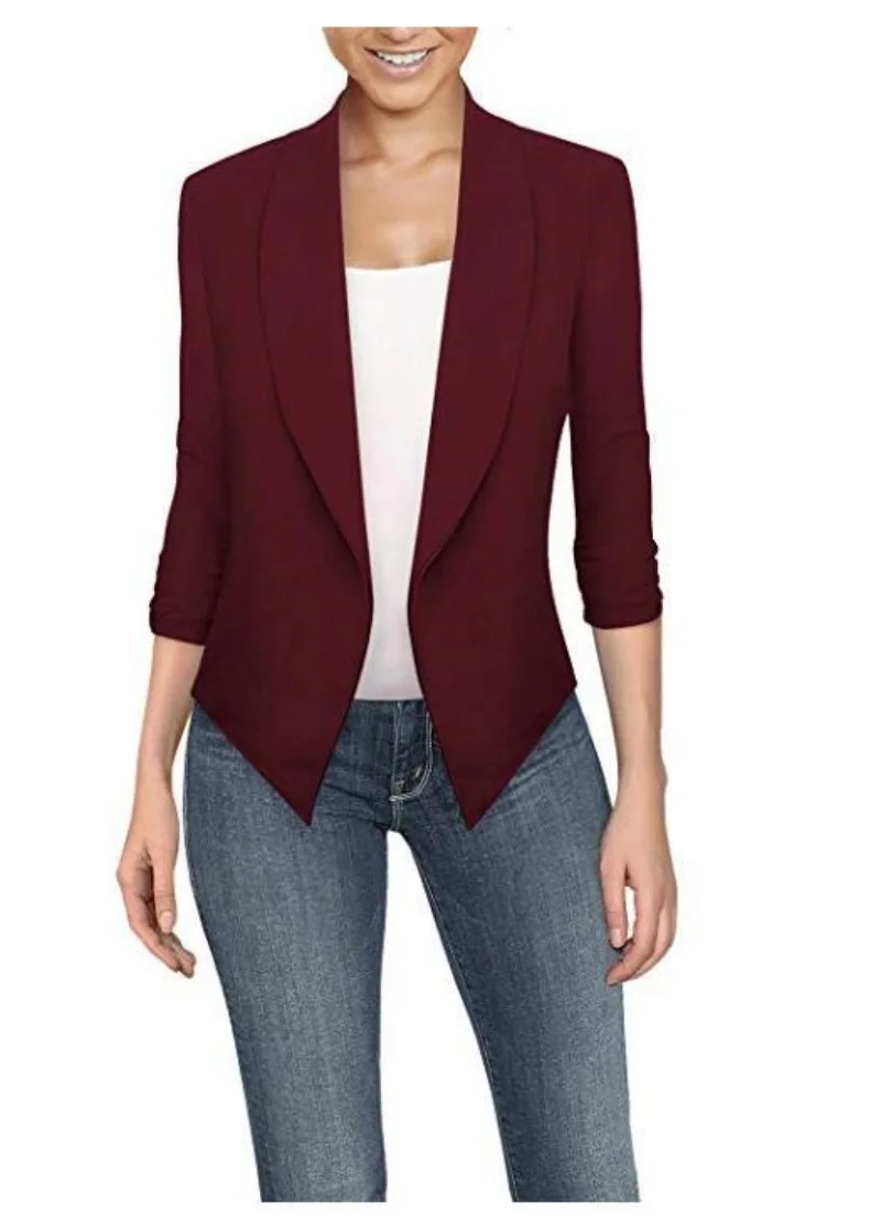 Chaqueta ajustada de talla grande para mujer, abrigo con muescas y bolsillo, para el trabajo y la Oficina, a la moda, primavera, 2022