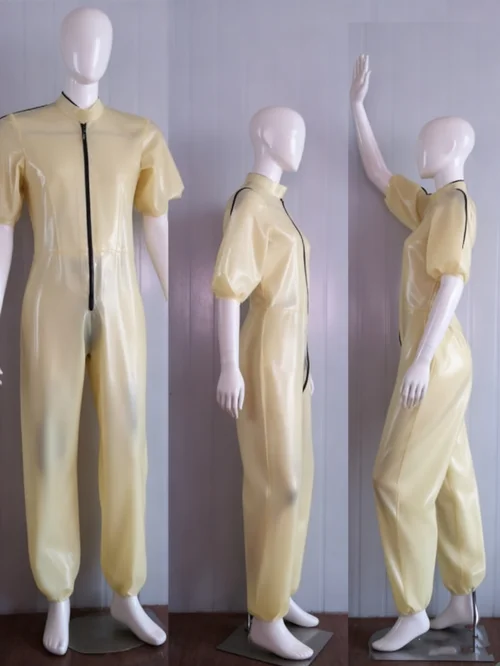 

100% Latex Rubber Gummi Catsuit Tights Jumpsuit 0.4mm Masquerade ball handmade Transparent 0.4MM Suit