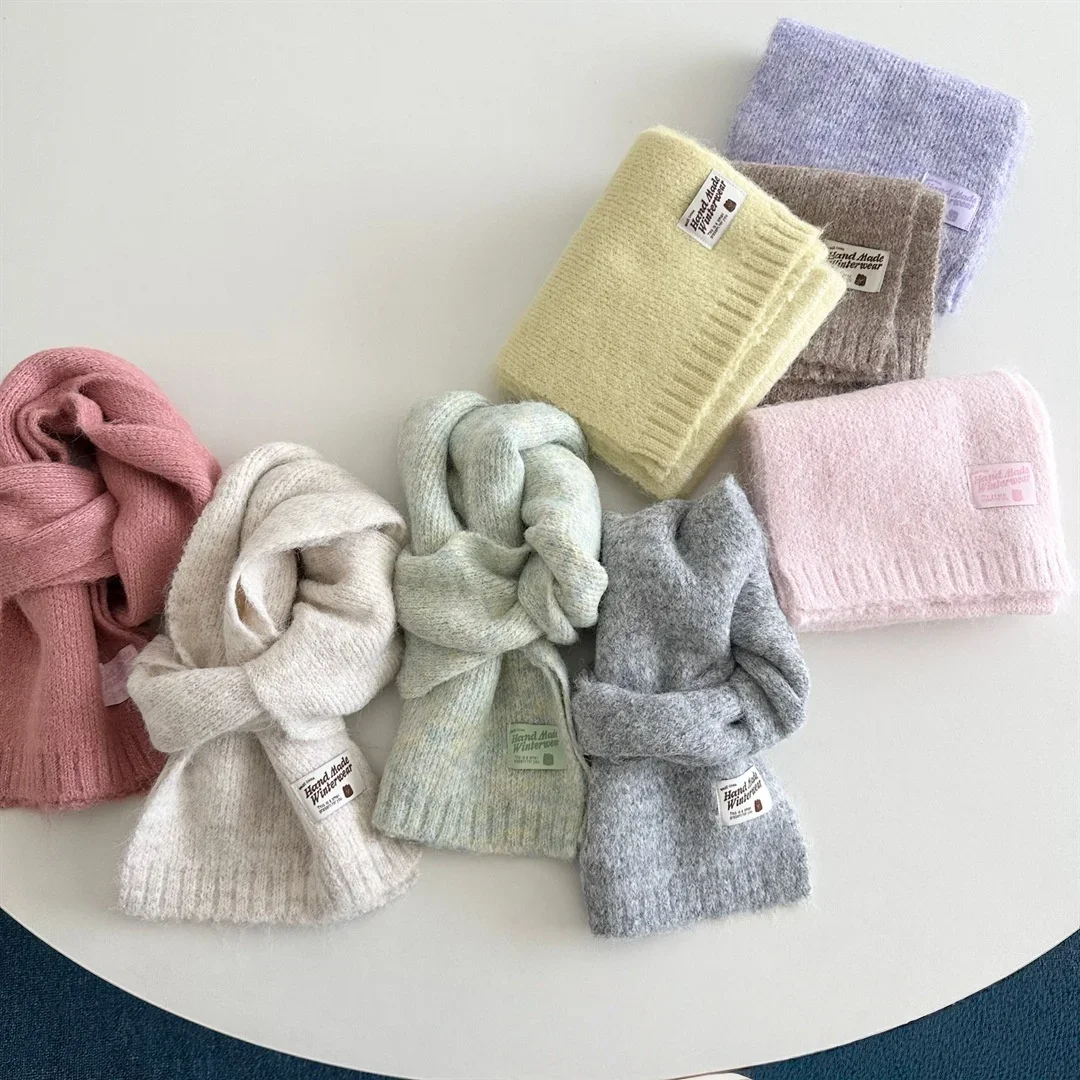 Hautfreundlicher Baby-Schal für Mädchen, gestrickter Schal für Kinder, neuer Winter, warm, einfarbig, für Jungen und Kinder, Halswärmer, Etikett, Dekor, Mithelfer