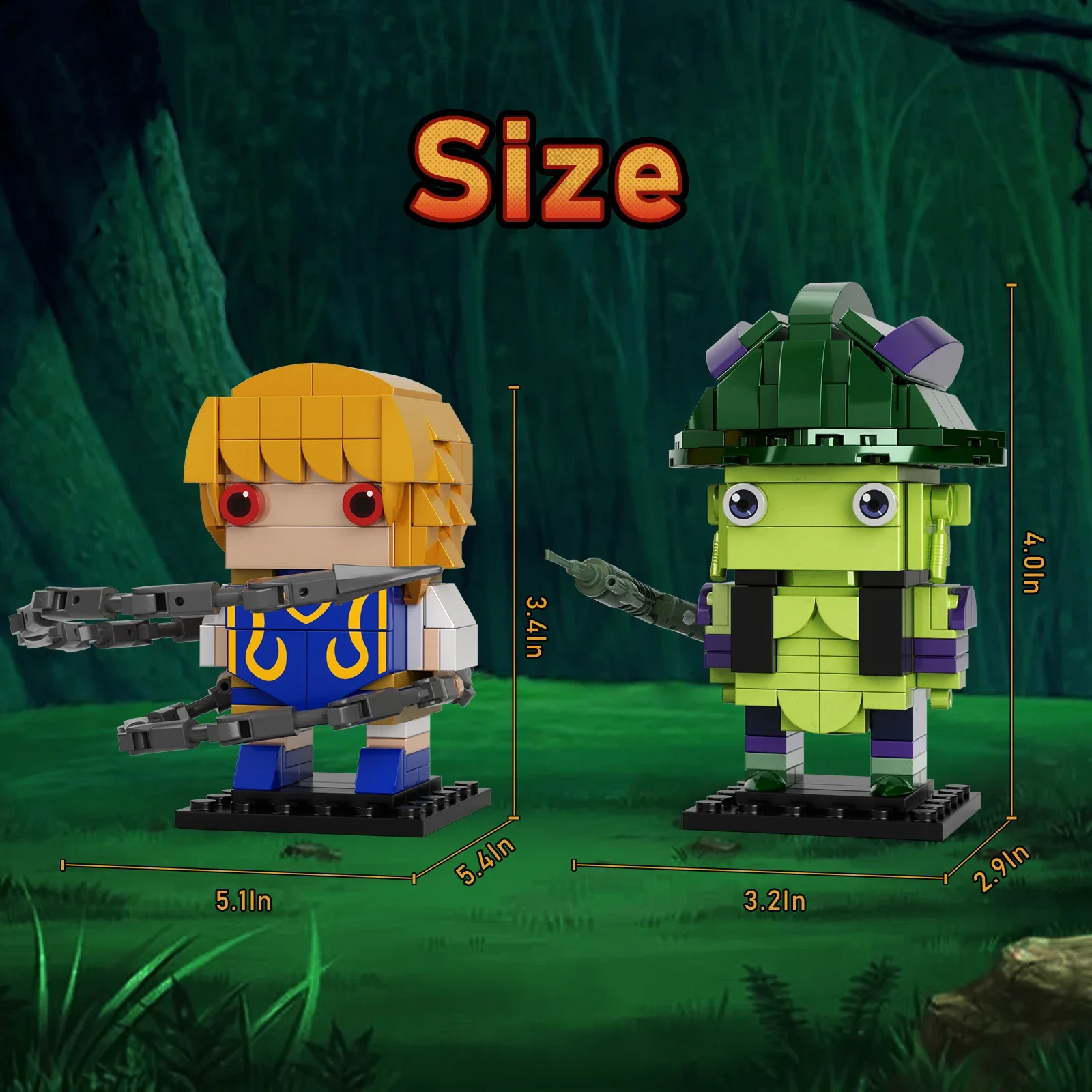 MOC Japanese Manga Protagonist Figures Brick headz Building Block Set Hunters Kurapika & Meruem Model DIY Kids Puzzle Toys Gift