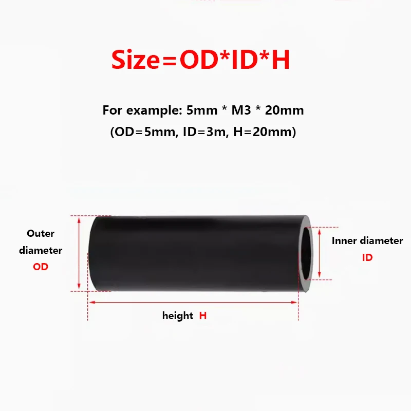 M8 M10 M12 Black ABS Non-Threaded Hollowed Nylon Spacer Round Hollow Standoff Washer PCB Board Screw