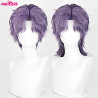 Peluca de Cosplay de Love And Deepspace Rafayel, pelo sintético morado mezclado corto resistente al calor, pelucas de Anime para fiesta de Halloween + gorro de peluca