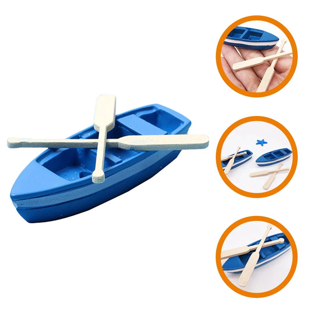 7 Set Fairy Garden Boat Model Mini Beach Decorations Household Blue Resin Accessories