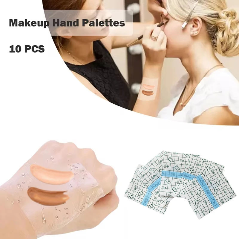 20PCS/Pack Disposable PU Membrane Waterproof Makeup Hand Palettes Adhesive Cosmetic Makeup Palettes DIY Grafting Tool