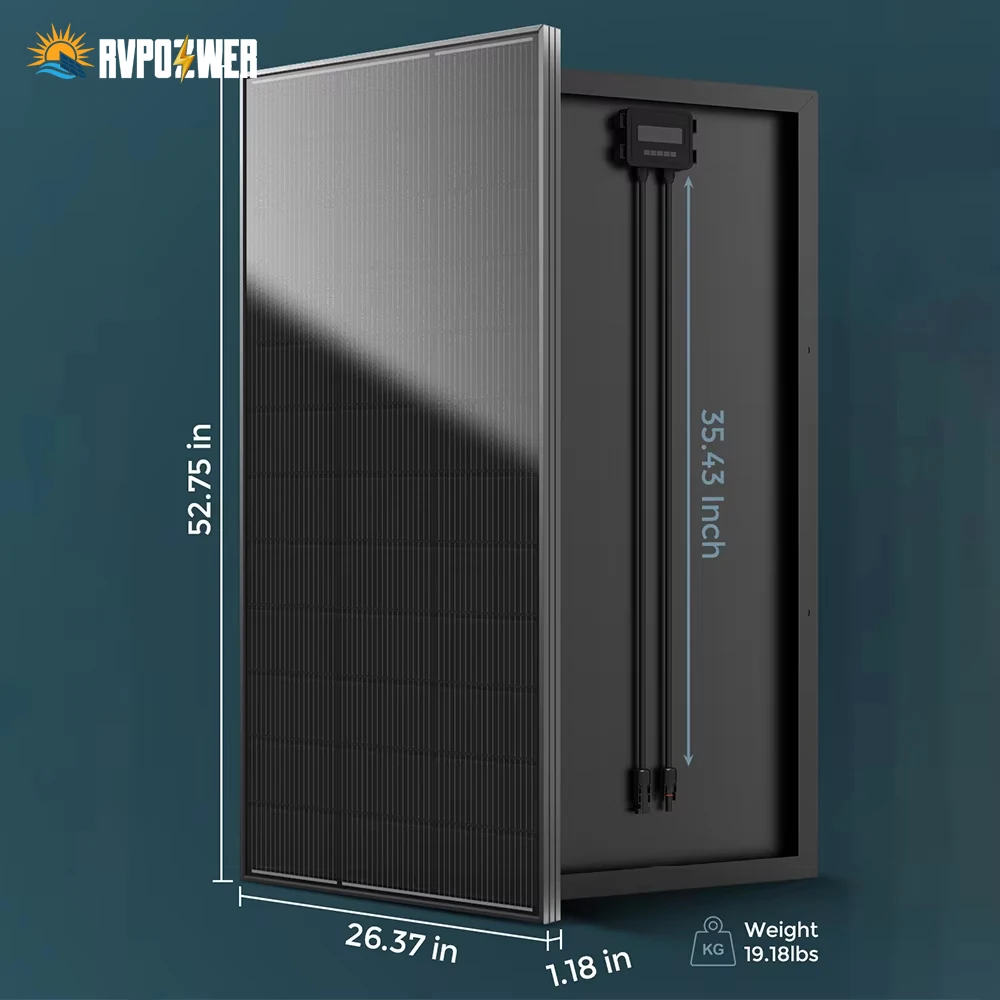 RVPOZWER 200W/400W/800W Solarmodule 18BB N-Typ Monozellen 24,2% Hocheffiziente PV-Leistung für Haus, Wohnmobil, Ladung, Outdoor, Netzunabhängigkeit, Komplett Schwarzer Rahmen, Rückplatten-Design