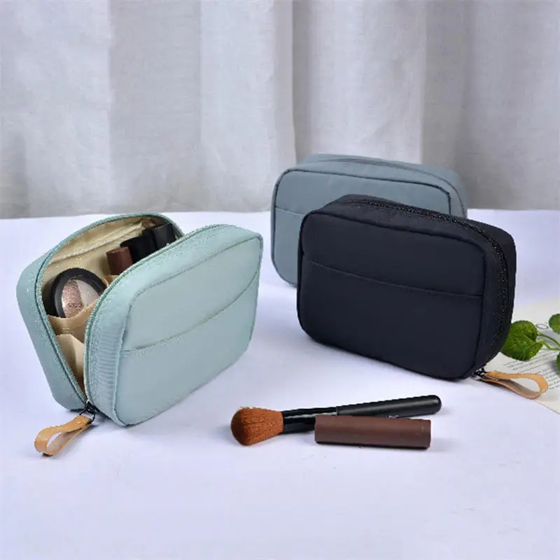 Square Cosmetic Bag Ins Makeup Case Female Portable Travel Carry-on Lipstick Pouch Partition Bag Simple Beauty Storage Case