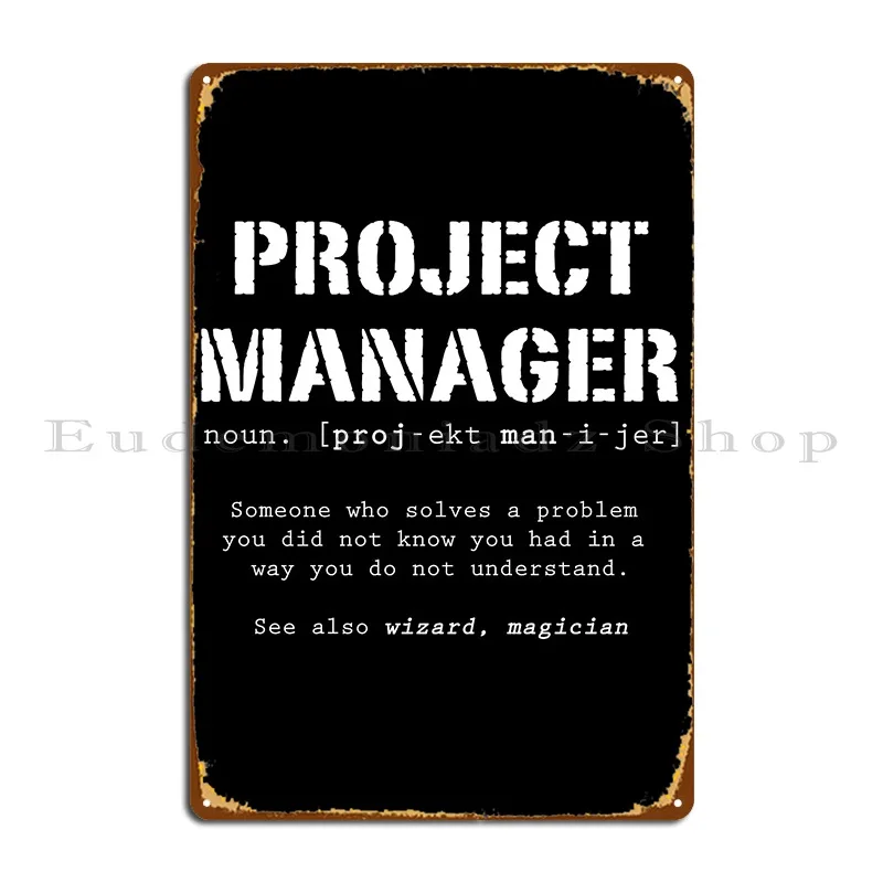 Funny Project Manager Dictionary Definition Gift Metal Sign Retro Plaques Living Room Wall Designs Tin Sign Poster