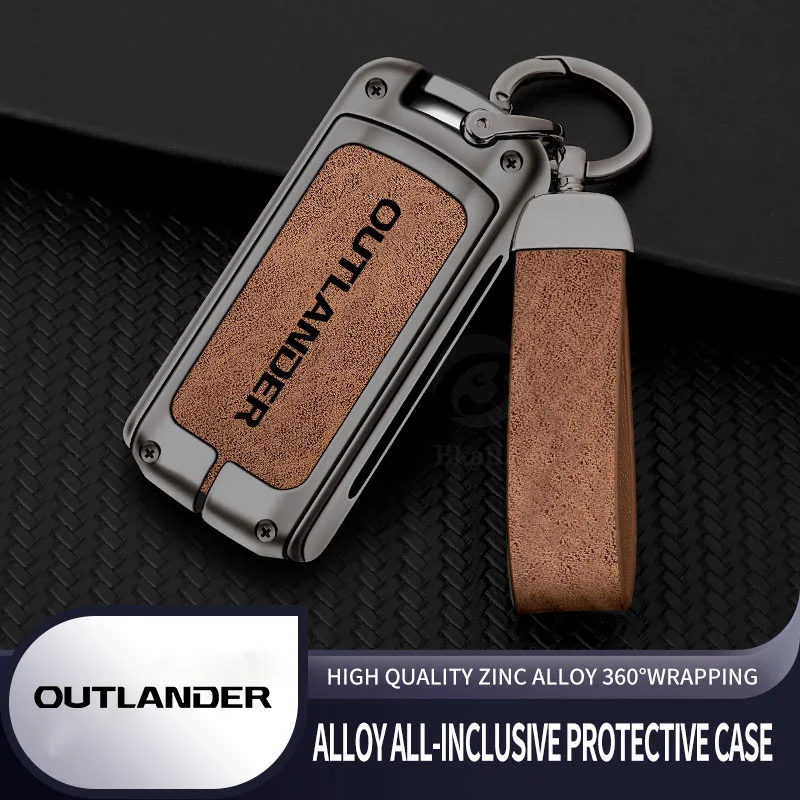 Zinc Alloy Car Key Case Cover for Mitsubishi Outlander 3 Protector Keychain Full Bag Shell Keyless Auto Interior Accessories