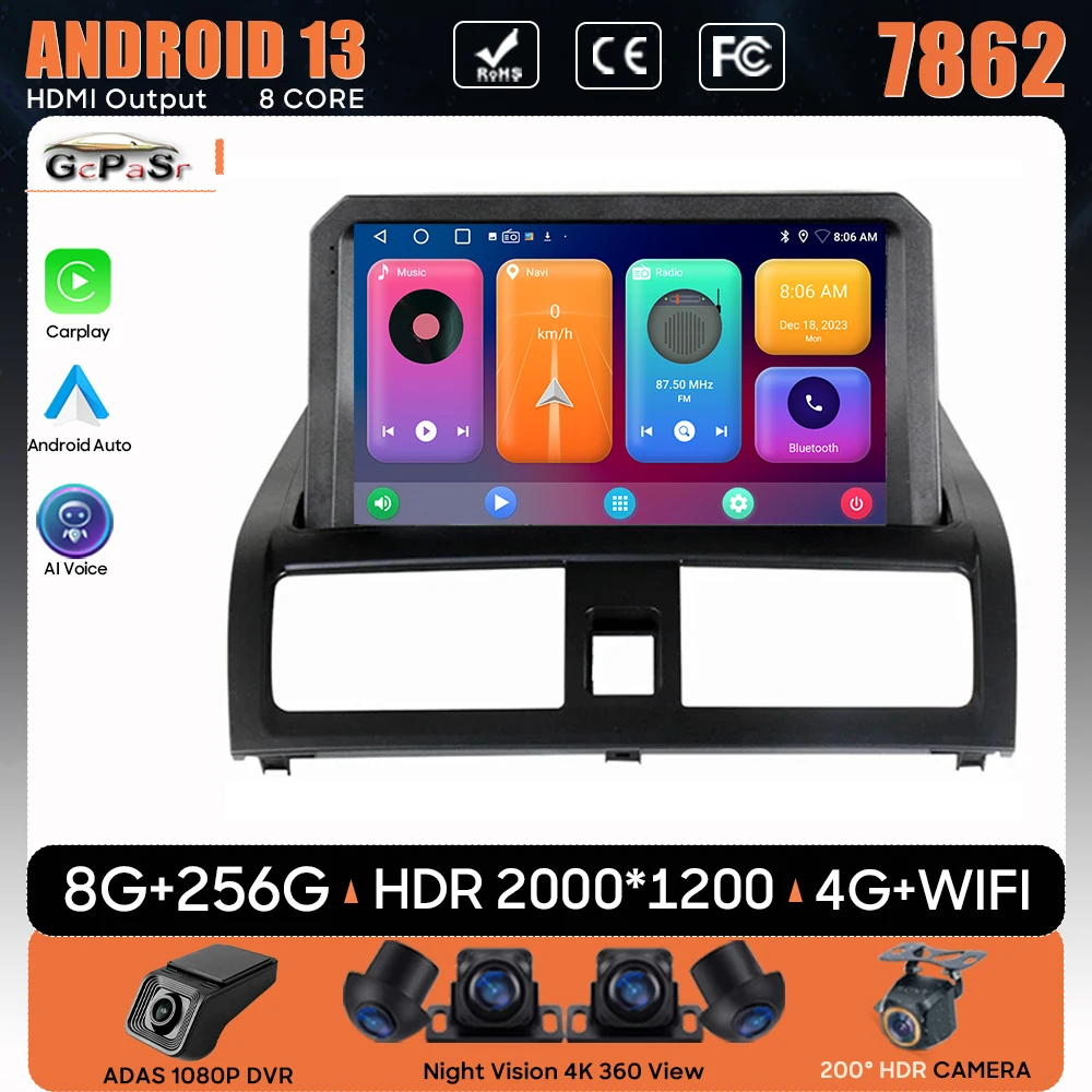 Autoradio pour Honda Accord 7 VII 2002-2008, Navigation GPS, Sans Fil, Android, Auto HDR Stéréo, Bluetooth, Carplay, 5G, Wifi, 2Din