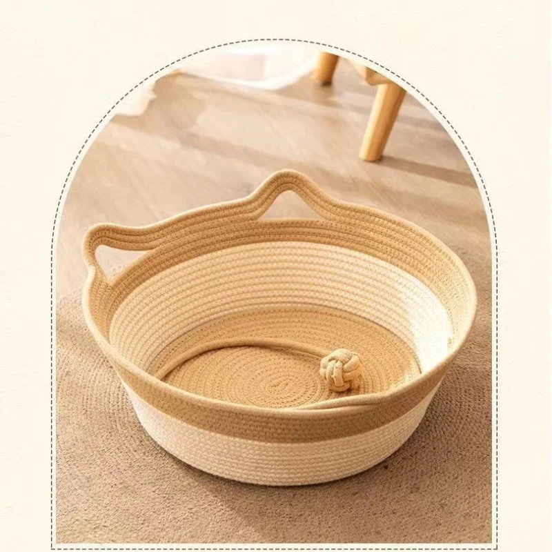 Coarse hemp rattan woven cat nest four seasons universal cat bed woven sleeping mat dog kennel pet mat