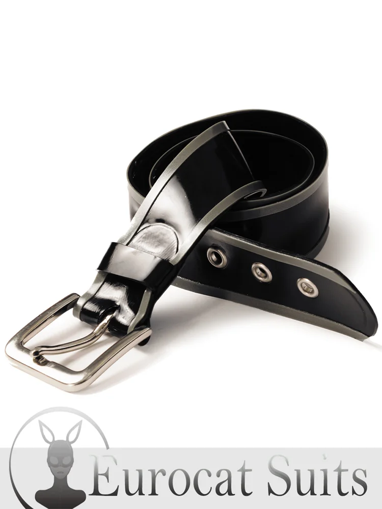 Latex Fasion Black With  Belts RubbeTrimmed Belt Accessorise perfectly  Trimmed BeltMade in 1.60mmMetallic Silver trim