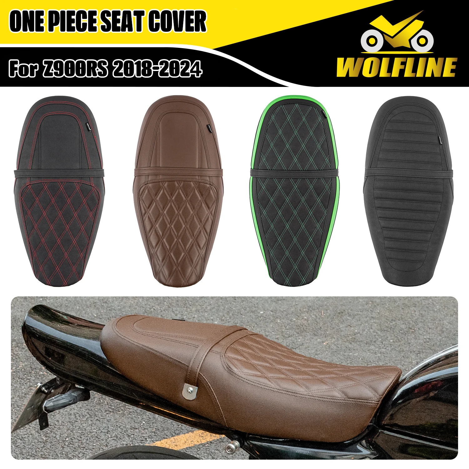 

WOLFLINE One-Piece Seat Pad Saddle Cushion for Kawasaki Z900RS 2018-2024 2019 2020 2021 2022 2023