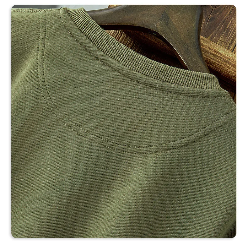 Heavyweight men's autumn and winter solid color terry cotton men's clothing crew neck long sleeve loose casual sweatshirt