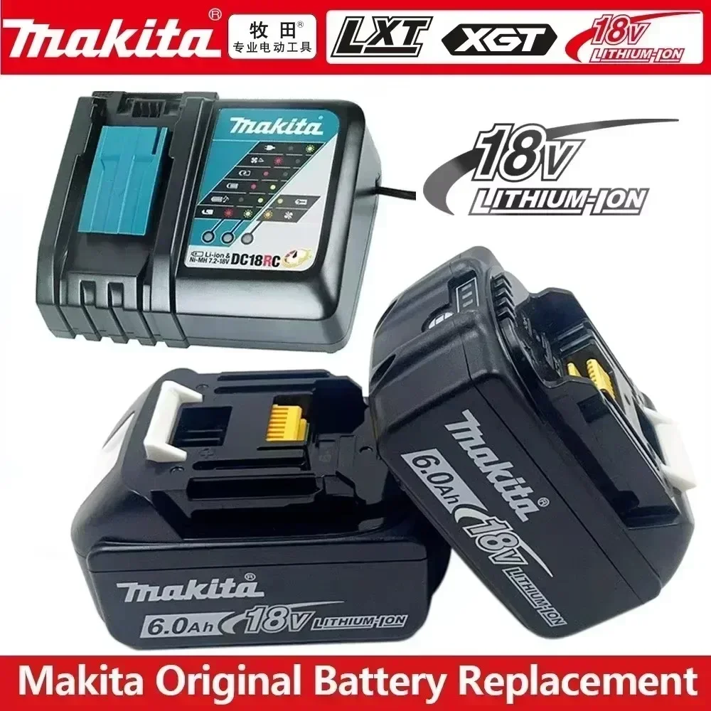 Batería de herramienta eléctrica recargable original Makita-100%, iones de litio LED reemplazables, 6,0 Ah 18 V LXT BL1860B BL1860BL1850