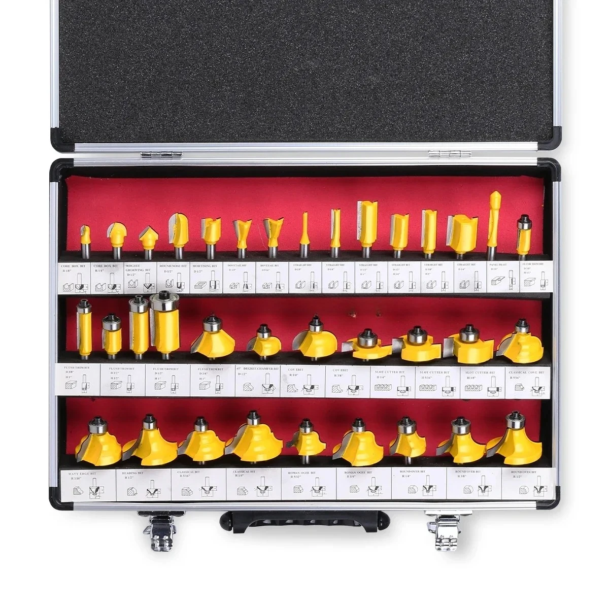 35Pcs 1/4 "(6,35mm) Schaft Hartmetall Router Bit Set Holzbearbeitung Cutter Trimmen Messer Für Trimmen Fräsen holz Cutter