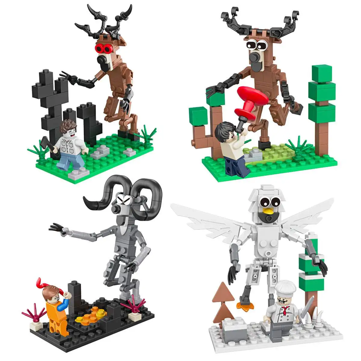 Caliente 99 noches en el bosque bloques de construcción Animal ciervo búho cabra gato mamut perder ciervo ladrillos ensamblados modelo de ensamblaje juguete para niños