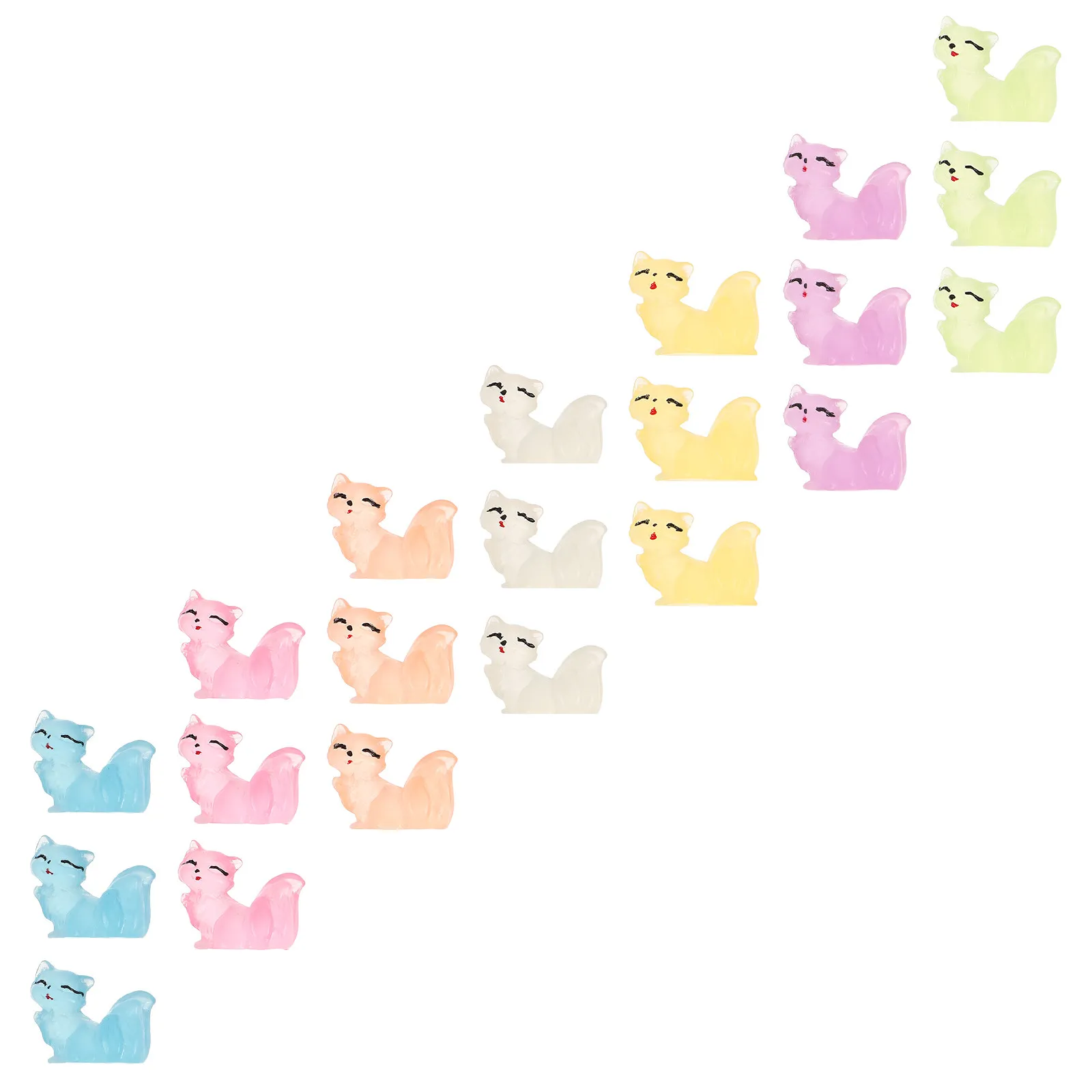 21Pcs Mini Resin Figure Glow-in-The-Dark Desk Decor Fairy Garden Ornament Dollhouse Landscape Accessory Small