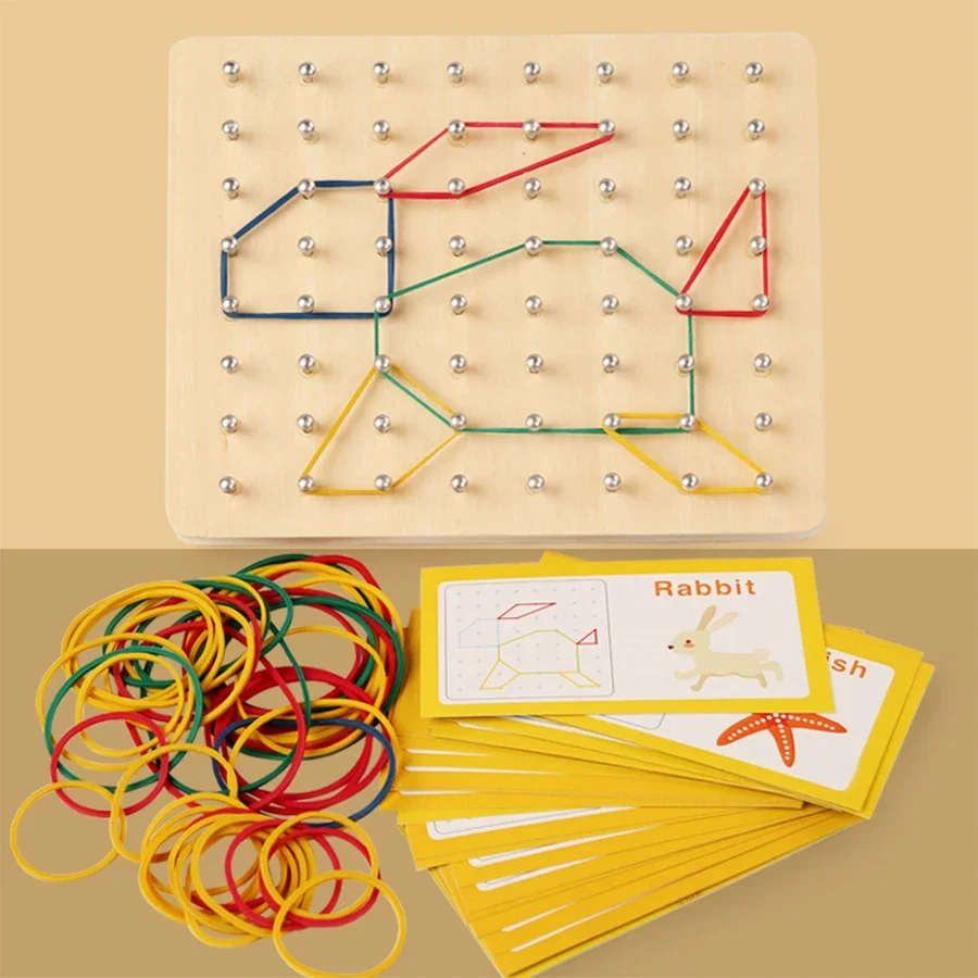 Pegboard Geométrico De Madeira Para Crianças, Brinquedo Montessori, Jogo De Puzzle Criativo, Educação Infantil