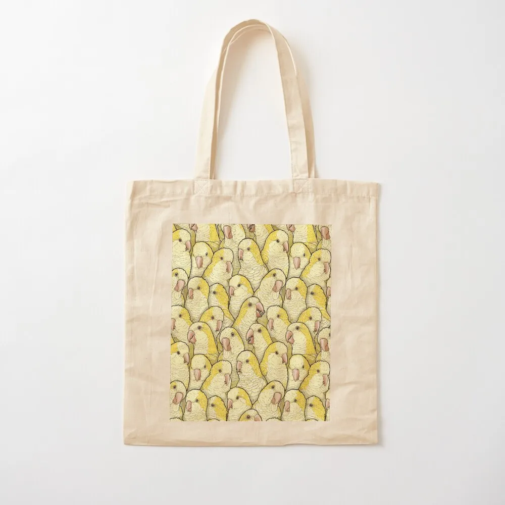 Yellow Lutino Quaker Monk Parakeets Tote Bag reusable grocery bags supermarket folding bag Gift bags tote bag men