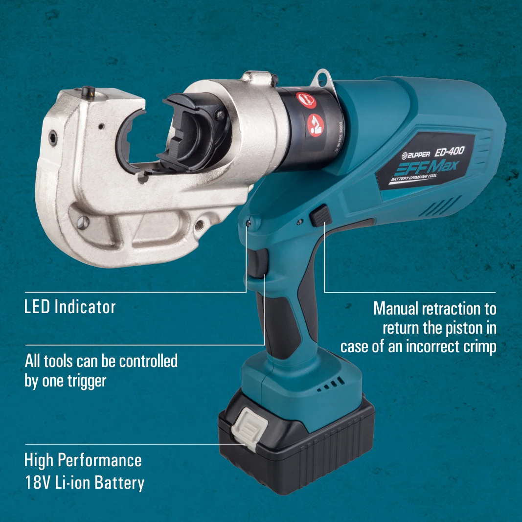 ZUPPER ED-400 Battery Crimping Tool For Copper Aluminum Cable Terminal 16-400mm²