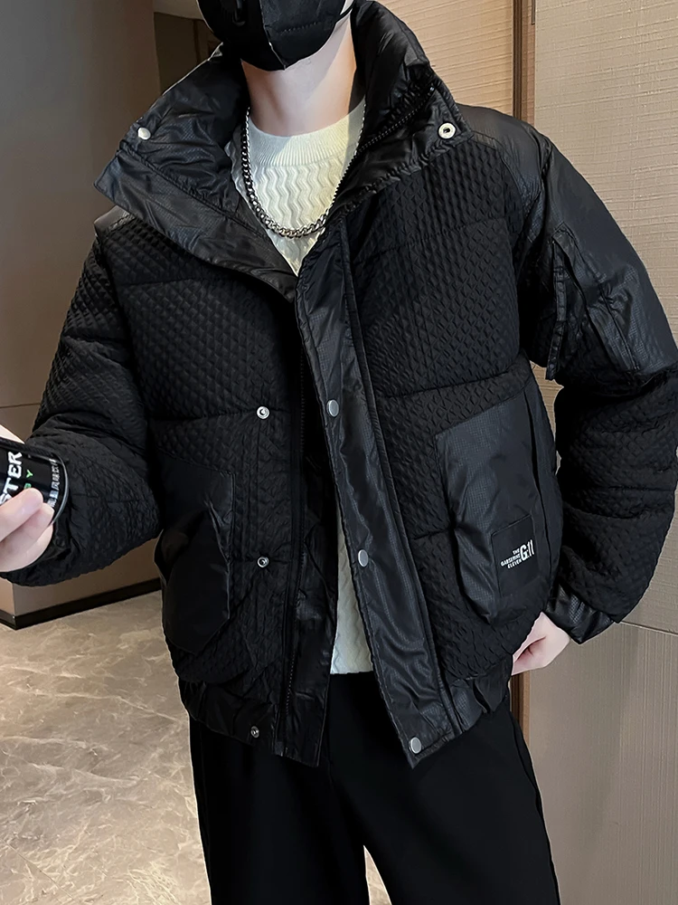 

Мужская зимняя утепленная куртка из хлопка с пуховым наполнителем, с воротником-стойкой, молодежная, модная, морозостойкая, верхняя одежда с длинными рукавами на молнии