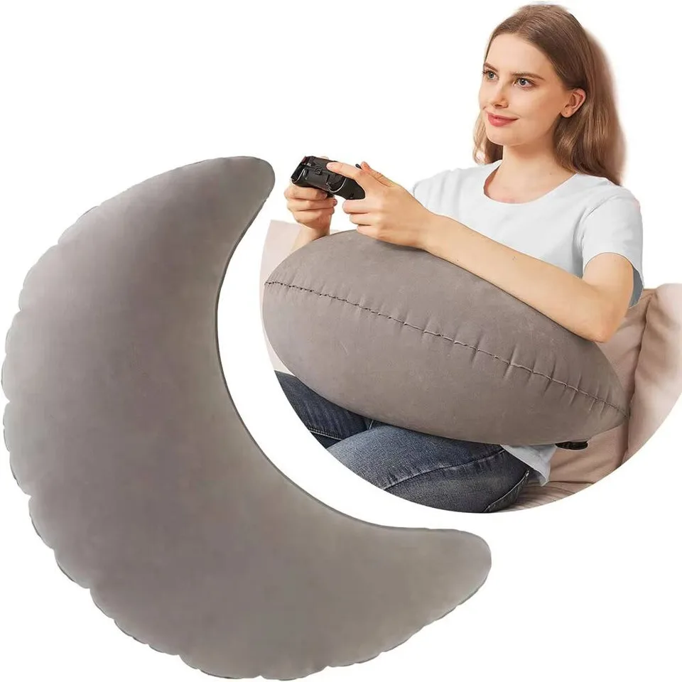 Ergonomic Customizable Non-toxic Portable Gaming Lap Inflatable Wedge Shape Flocking Material Reading Pillow Provides Wrist