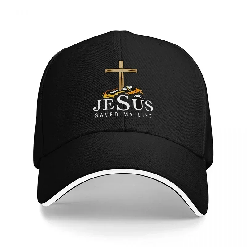 New JESUS SAVED MY LIFE CROSS DESIGN BLACK BASEBALL CAP RELIGIOUS CHRISTIAN INSPIRATIONAL HAT FOR MEN AND WOMEN