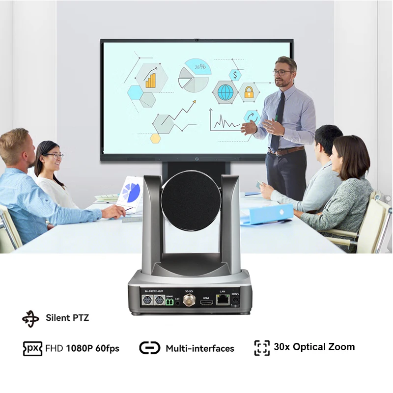 Videocamera PTZ Full HD 1920x1080 IP POE Conference Zoom 30x con uscita HDMI 3G-SDI