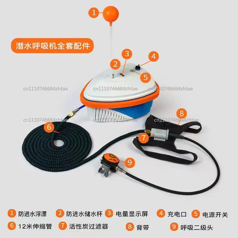 Diving Ventilator Portable for Dual Users Underwater Scuba 7-10hours Deep 15 Meters Float Diving Device Rescue Fishing