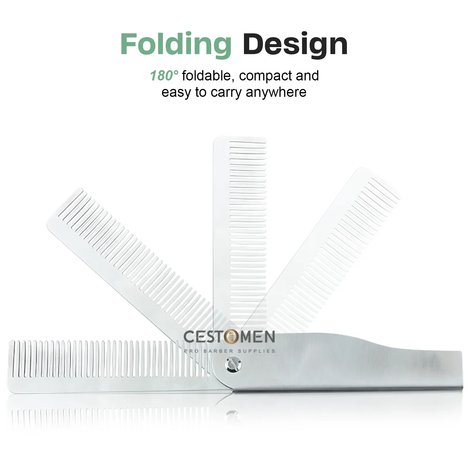 새로운 Type1/2PCS 휴대용 강철 빗 접는 포켓 수염 빗 남성용 오일 헤드 헤어 스타일링 빗 살롱 이발사 도구 이발