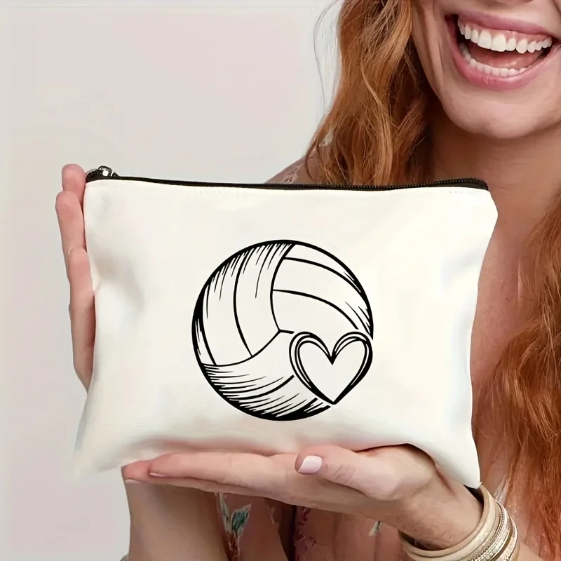 バレーボールをテーマにした化粧バッグ - 女性向けのかわいい多機能ジッパーポーチ、ジュエリー収納バッグ