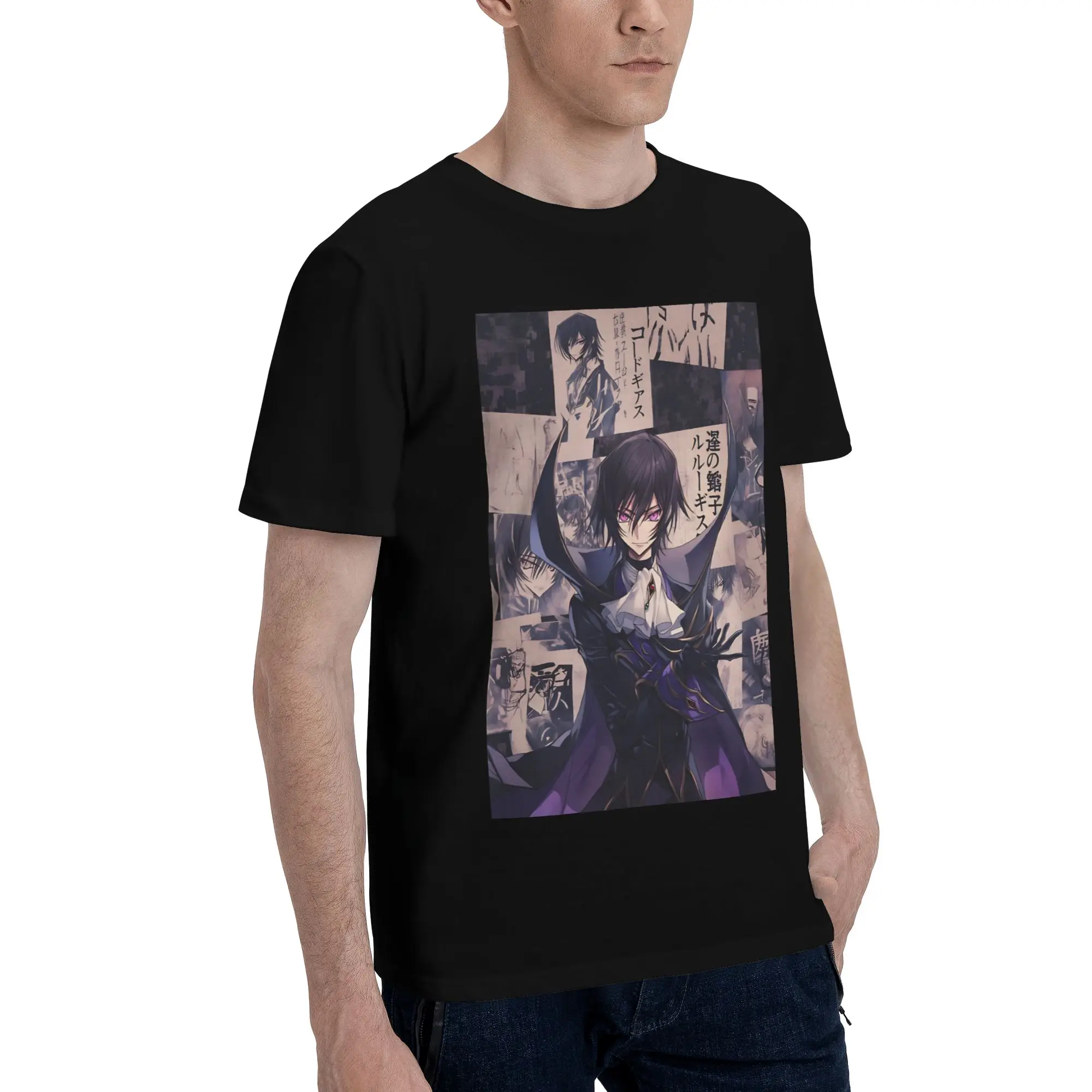Lelouch Panels   Graphic 100% Cotton T-Shirt Bandai Code Geass Tees Tops For Men