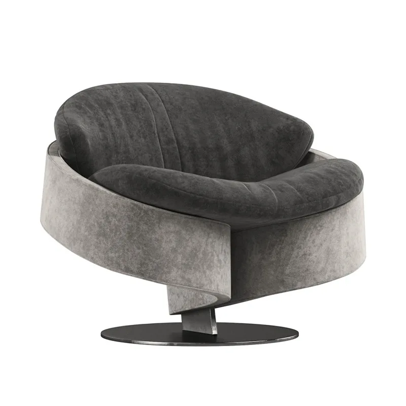 

Nordic light luxury designer round sofa chair, hotel model room metal Sherlock leisure chair