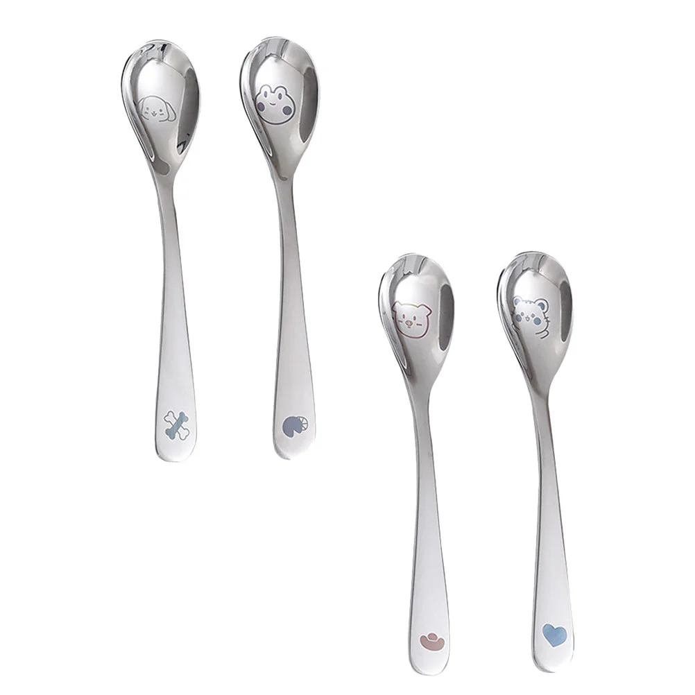 

Suction Stainless Steel Cartoon Spoon Cutlery Kids Eating Tableware Baby Serving Utensils