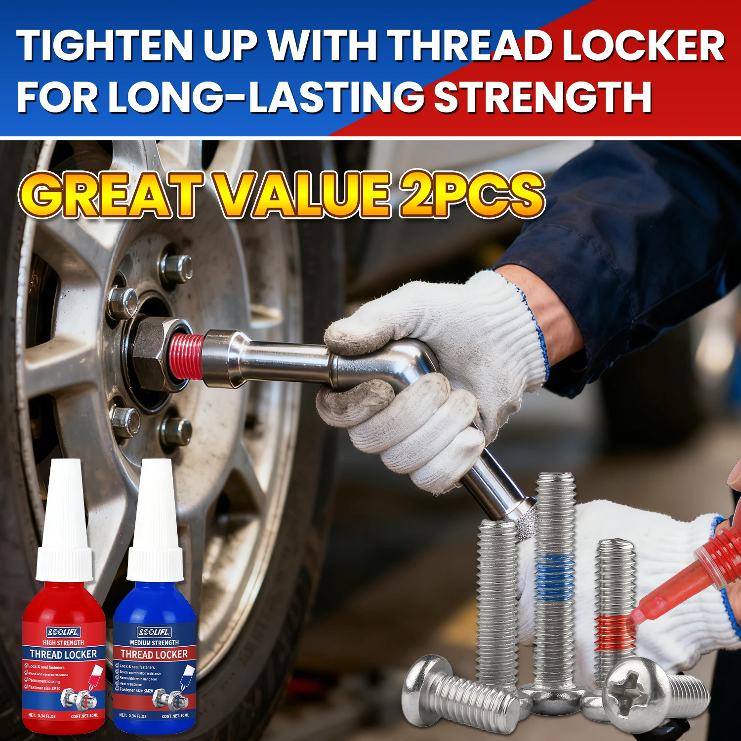 LOOLIFL chargement mixte, type d'infiltration à flux rouge. Bondage bleu fort, résistance à l'huile, résistance aux basses et aux hautes températures, déte