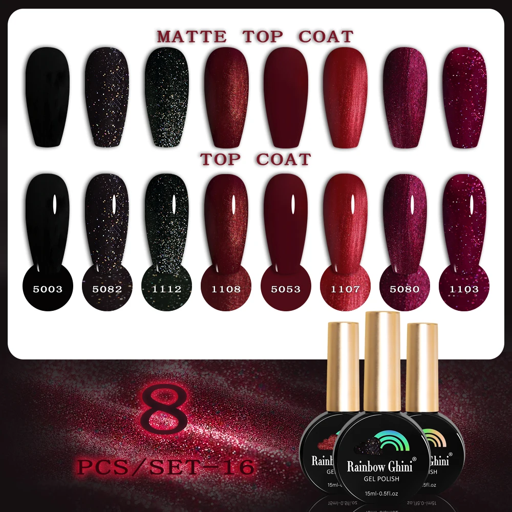 

RG 8 Pieces/Set HEMA TPO FREE Gel Nail Polish Set 15ml UV LED Nail Art Gel Semi Permanent Varnish Popular Colors Nail Gel Polish